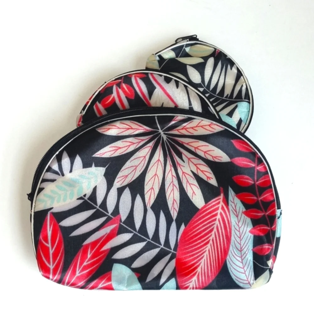 Travel Foldable Floral Vinyl Tote Bag with 3 Matching Pouches